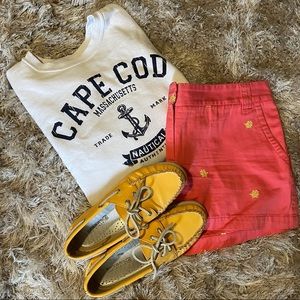 Embroidered J. Crew chino shorts